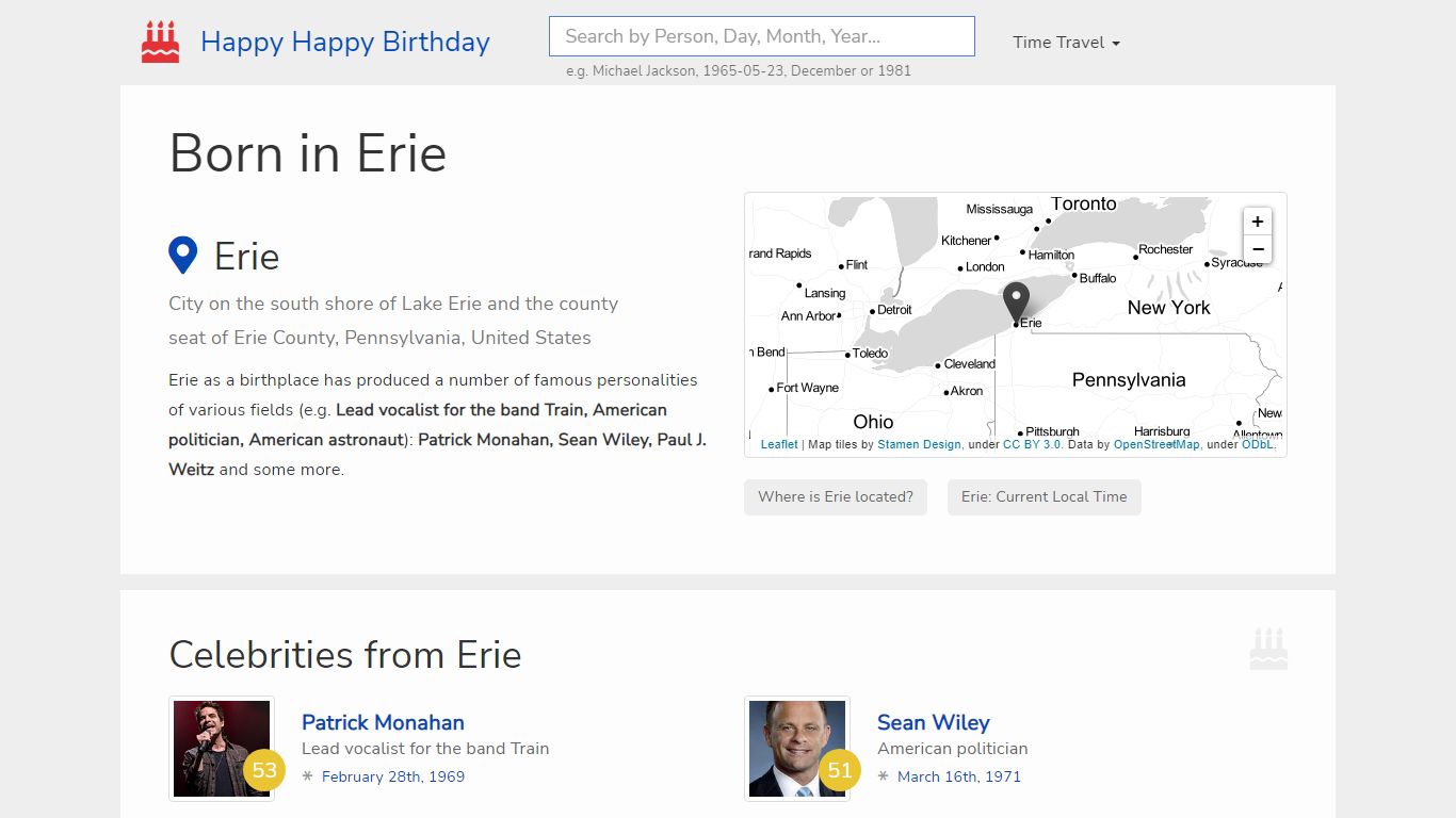Born in Erie (City on the south shore of Lake Erie and the county seat ...
